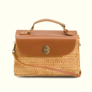 Modern Picnic Purse Wicker Leather Basket Rattan crossbody NEW Nash Inspired